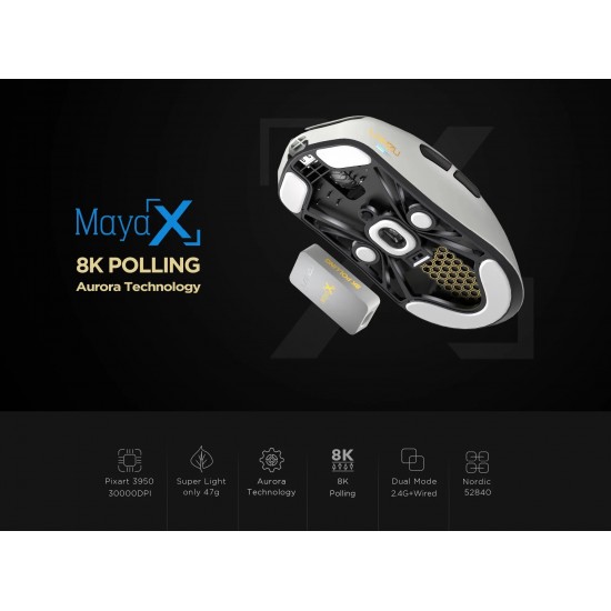 Lamzu професионална геймърска мишка MAYA X 8K - Wireless Gaming Mouse - Purple Shadow