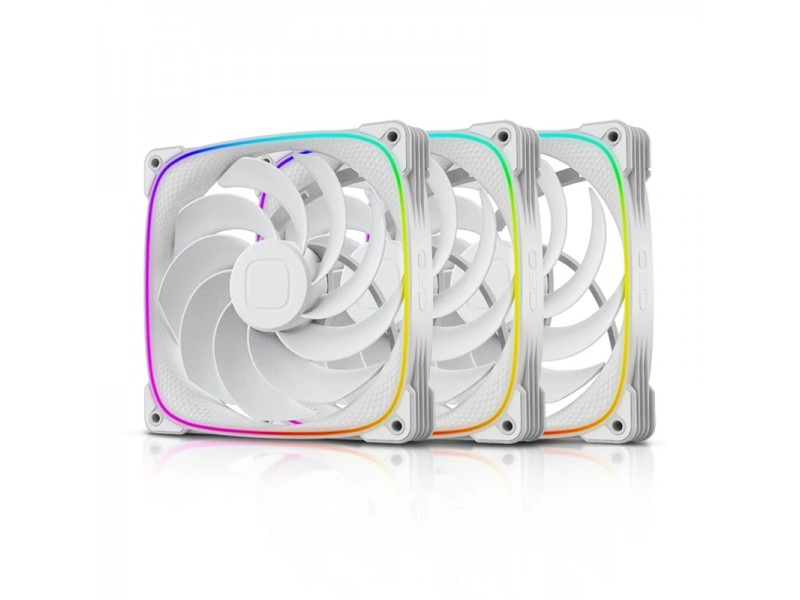Geometric Future Комплект вентилатори Fan Pack 3-in-1 140 mm, Reversed - Squama 2503RW-14 White