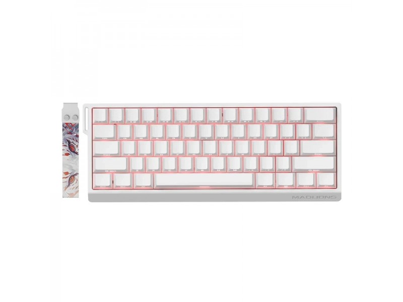Madlions професионална геймърска механична клавиатура Professional Gaming Mechanical Keyboard MAD 60 HE Flagship - 8K, Magnetic Amber Pro Switches - White