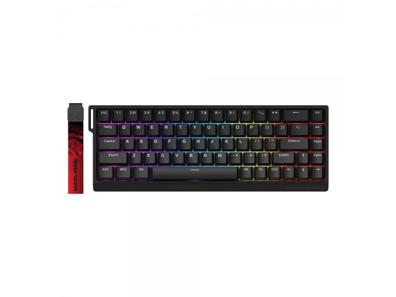 Madlions професионална геймърска механична клавиатура Professional Gaming Mechanical Keyboard MAD 68 HE RGB - 1K, Magnetic Amber Pro Switches - Black