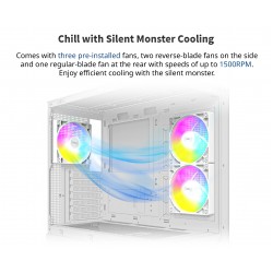 Montech кутия Case ATX - XR (W) - 3 x 120 mm ARGB Fans, USB-C, White