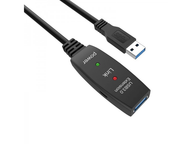 VCom Кабел удължение USB 3.0 AM / AF Active Extension Cable 5M Black - CU827A-5.0m