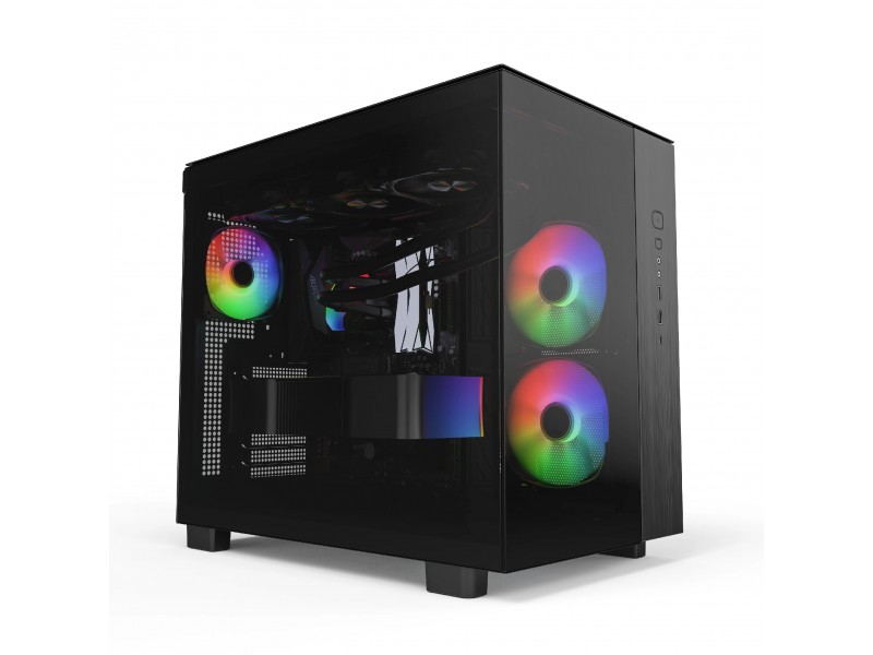 Montech кутия KING 65 Pro, Dual Chamber Mid-tower Case, 3 ARGB Fans, Black