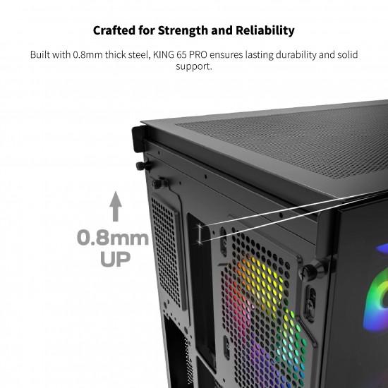 Montech кутия KING 65 Pro, Dual Chamber Mid-tower Case, 3 ARGB Fans, Black