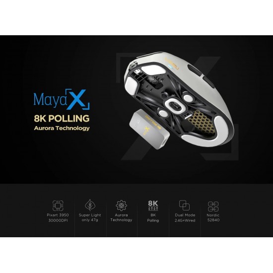 Lamzu професионална геймърска мишка MAYA X 8K - Wireless Gaming Mouse - Light Pink