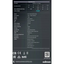 Zalman захранване PSU 700W Bronze - ZM700-GV2 SE Zalman захранване PSU 700W Bronze - ZM700-GV2 SE