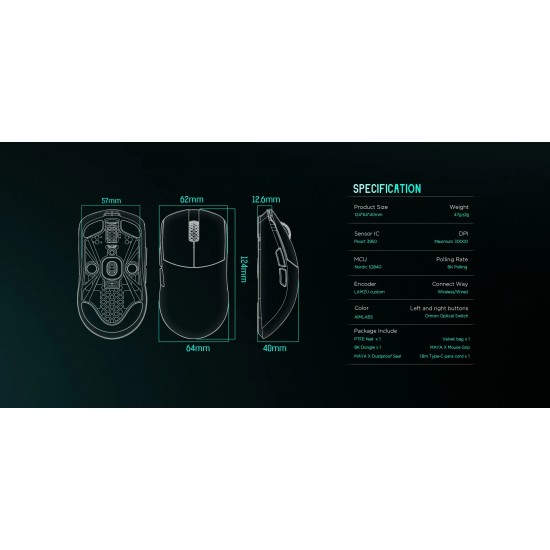 Lamzu професионална геймърска мишка MAYA X 8K - Wireless Gaming Mouse - Aimlabs Edition