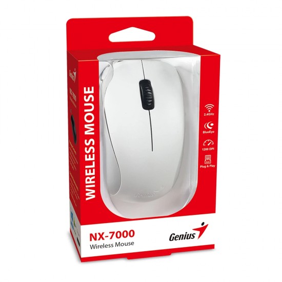 Genius безжична мишка Wireless Mouse - NX-7000 White - 2.4GHz