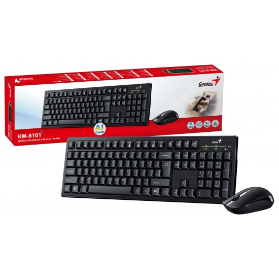 Genius клавиатура и мишка Wireless Keyboard and Mouse - KM-8101 Black - AI, BG, 2.4GHZ
