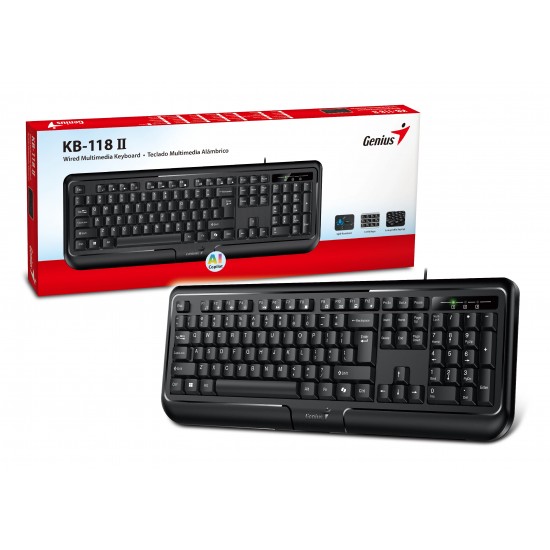 Genius клавиатура кирилизирана Smart Keyboard KB-118 II Black - AI, BG Layout, USB