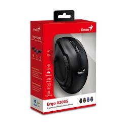 Genius безжина безшумна мишка Mouse Wireless Silent - Ergo 8200S Black - Silent, 2.4GHz