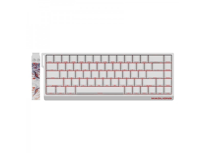 Madlions професионална геймърска механична клавиатура Professional Gaming Mechanical Keyboard MAD 68 R White- 8K, Kunlun Magnetic Switches [Linear]