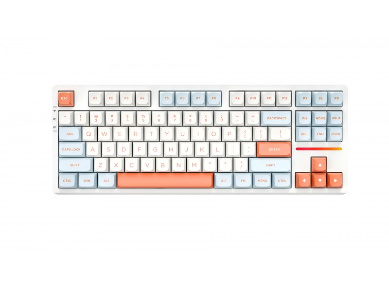 VGN безжична геймърска механична клавиатура Wireless Gaming Mechanical Keyboard - V87 Jelly Orange - Dynamic Silver Switches [Linear]