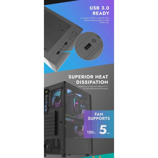 Darkflash кутия Case ATX - A290 Black - 3 x 120 mm RGB fans included