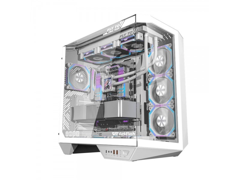 Darkflash кутия Case ATX - DY470 Ice White - 4 x 120 mm Infinity Mirror Fans