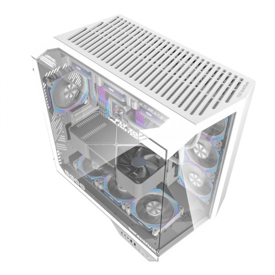 Darkflash кутия Case ATX - DY470 Ice White - 4 x 120 mm Infinity Mirror Fans