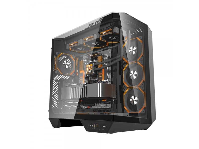 Darkflash кутия Case ATX - DY470 Shadow Black - 4 x 120 mm Infinity Mirror Fans