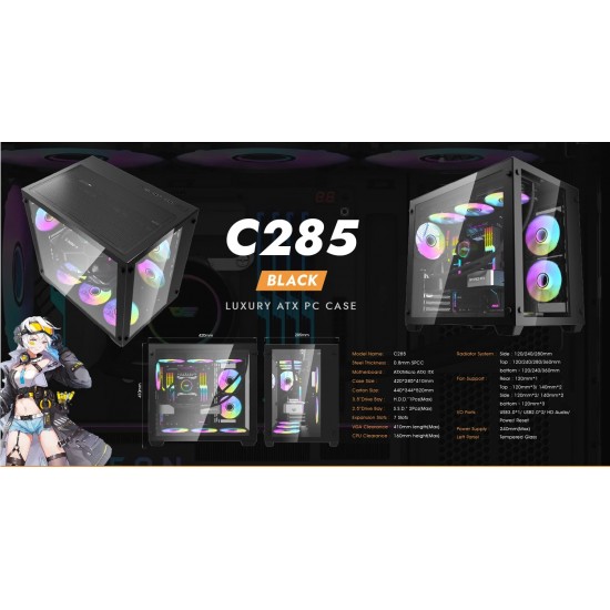 Aigo кутия Case ATX - C285 Black