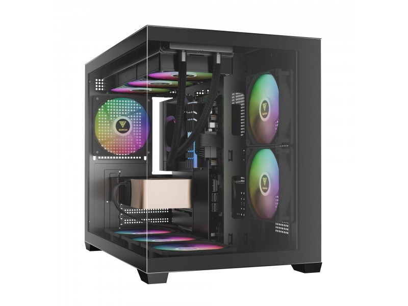 Gamdias кутия Case mATX - AURA GC10M - 3 x 120 mm A-RGB, Tempered Glass