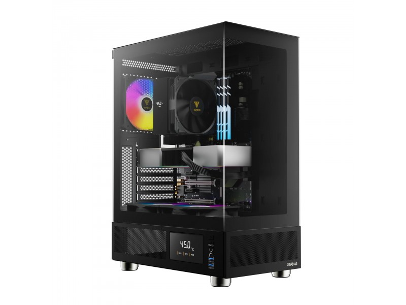 Gamdias кутия Case ATX - ATLAS E1 - 3 x 120 mm A-RGB, Digital Display, Tempered Glass