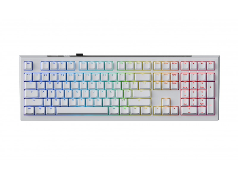 Ducky професионална геймърска механична клавиатура Professional Gaming Mechanical Keyboard One X Wireless White - Ducky AI Switches [Linear], Bluetooth, 2.4