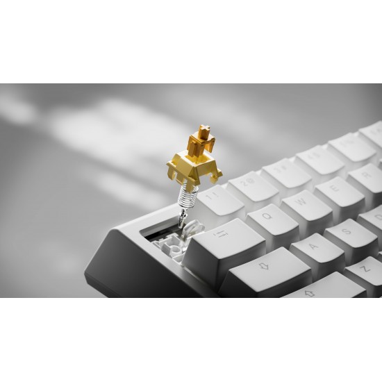 Ducky професионална геймърска механична клавиатура Professional Gaming Mechanical Keyboard One X Wireless White - Ducky AI Switches [Linear], Bluetooth, 2.4