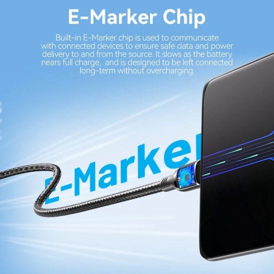 Vention кабел USB2.0 Type-C/Type-C 100W, LED display 2m - CTKBH