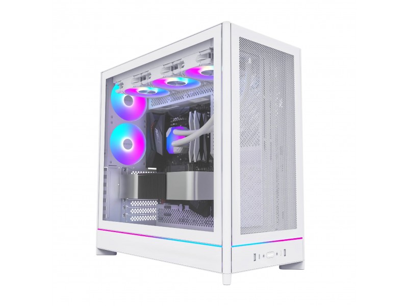 Montech кутия Case ATX - HS01 PRO (W) - 5 x 120 mm ARGB Fans, USB-C, White