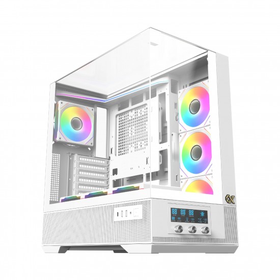 Xigmatek кутия Case EATX - Vision Arctic - 7 ARGB Fans, LCD Display Panel, Smart Fan Control