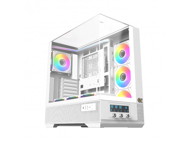 Xigmatek кутия Case EATX - Vision Arctic - 7 ARGB Fans, LCD Display Panel, Smart Fan Control