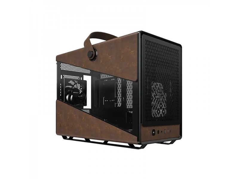 Montech кутия Case mATX - Heritage PRO (B) - USB-C, Leather, 4 x 120 mm Fans