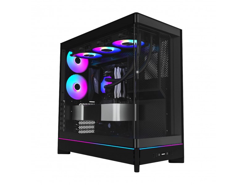 Montech кутия Case ATX - HS02 PRO (B) - 5 x 120 mm ARGB Fans, USB-C, Black