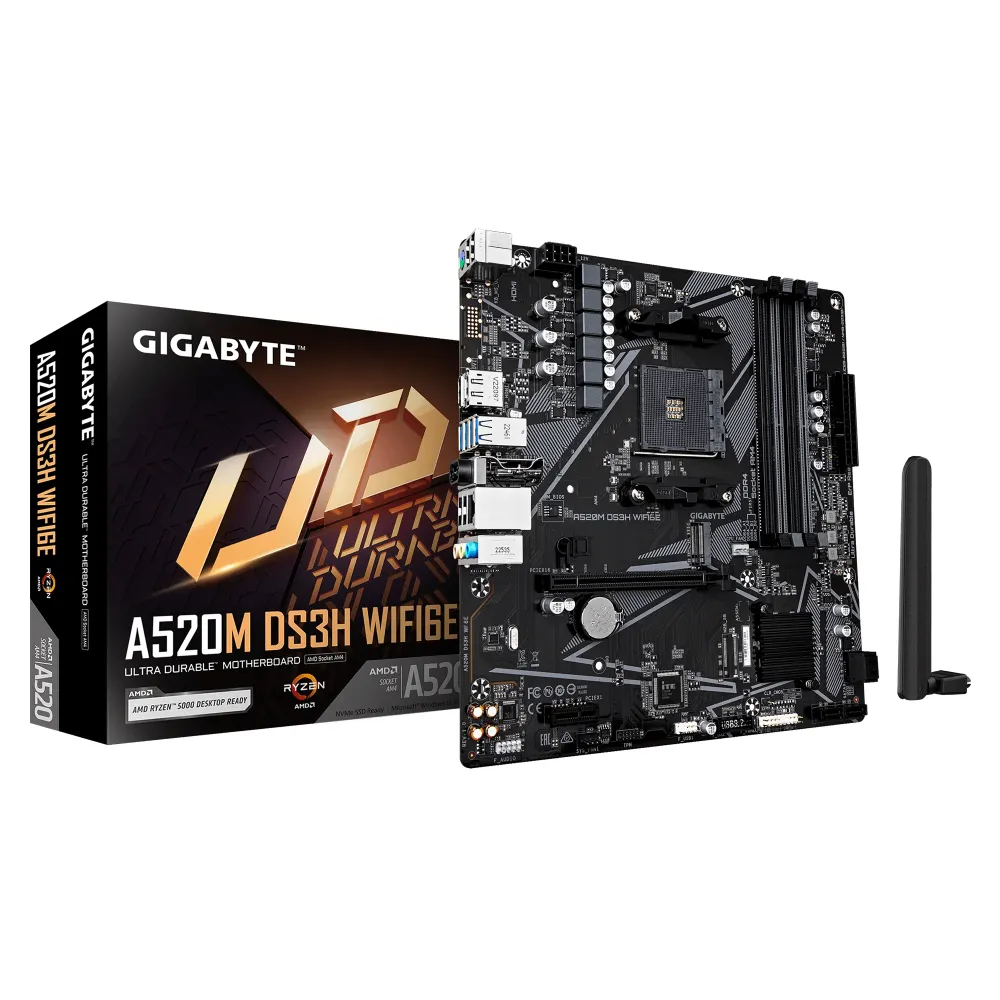 Дънна платка GIGABYTE A520M DS3H WiFi 6E, Socket AM4 Дънна платка GIGABYTE A520M DS3H WiFi 6E, Socket AM4