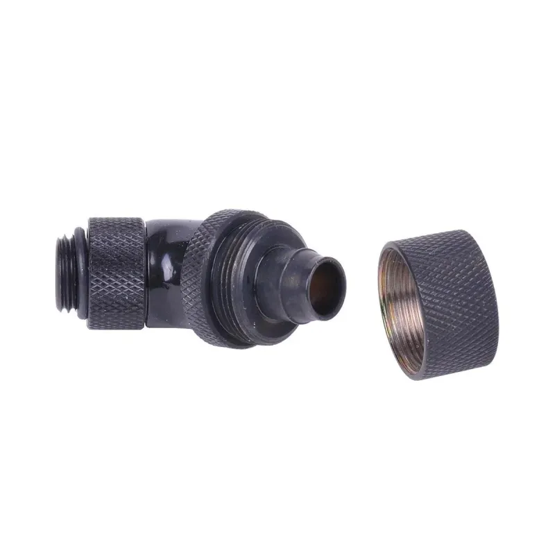 Компресионен фитинг Alphacool, 16/10 - G1/4, 45°, Въртящ се, Черен мат