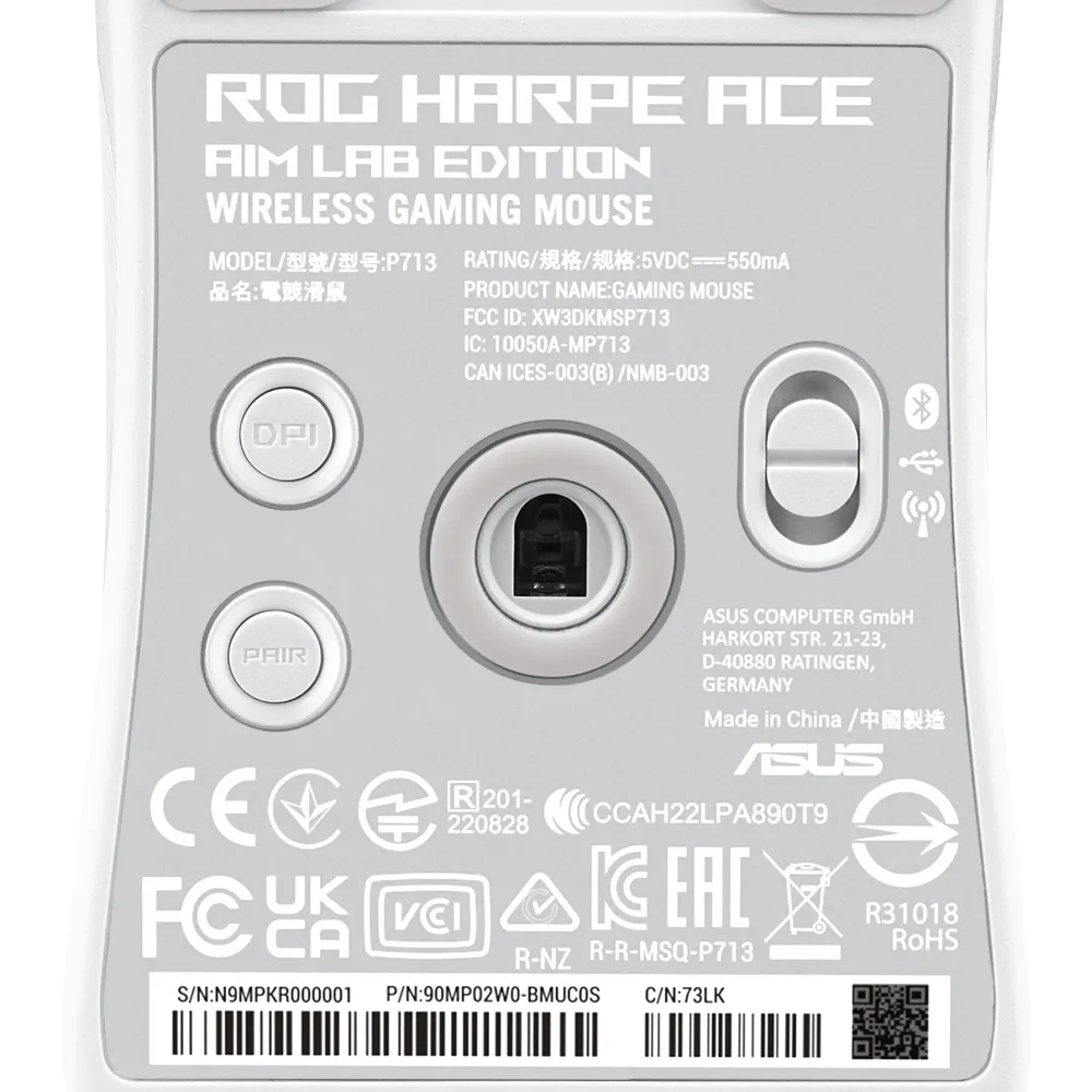 Геймърска безжична мишка ASUS ROG Harpe Ace Aim Lab Edition - White