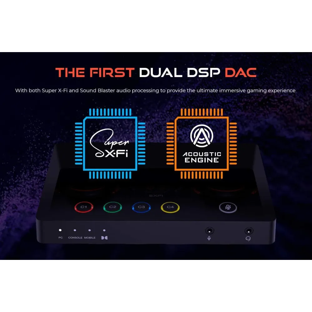 Външна звукова карта Creative Sound Blaster GC7, USB-C, Super X-FI, PC, Mac, PS 4/5, Xbox, Nintendo Switch