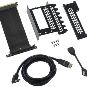 Универсален брекет и кабел за вертикален монтаж за видео карта CableMod PCIe x16, 1x DisplayPort, 1x HDMI кабел