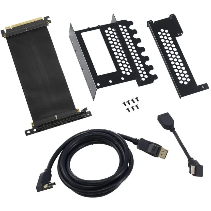 Универсален брекет и кабел за вертикален монтаж за видео карта CableMod PCIe x16, 1x DisplayPort, 1x HDMI кабел Универсален брекет и кабел за вертикален монтаж за видео карта CableMod PCIe x16, 1x DisplayPort, 1x HDMI кабел