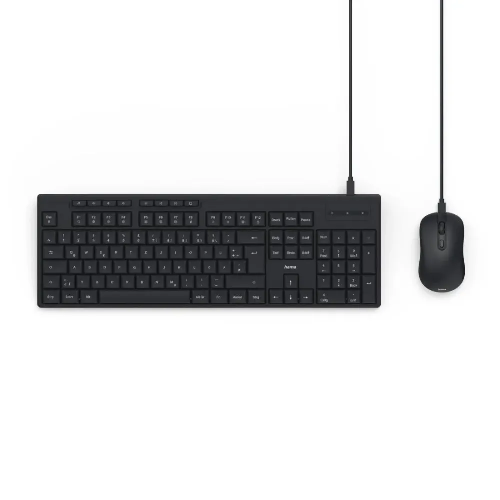 HAMA Жичен комплект клавиатура и мишка CKM-200, USB-A, USB-C