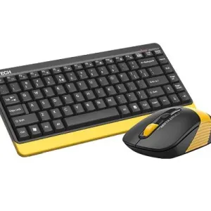 Комплект клавиатура и мишка A4TECH Fstyler FG1110, Безжичен, Черен/Жълт