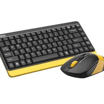 Комплект клавиатура и мишка A4TECH Fstyler FG1110, Безжичен, Черен/Жълт