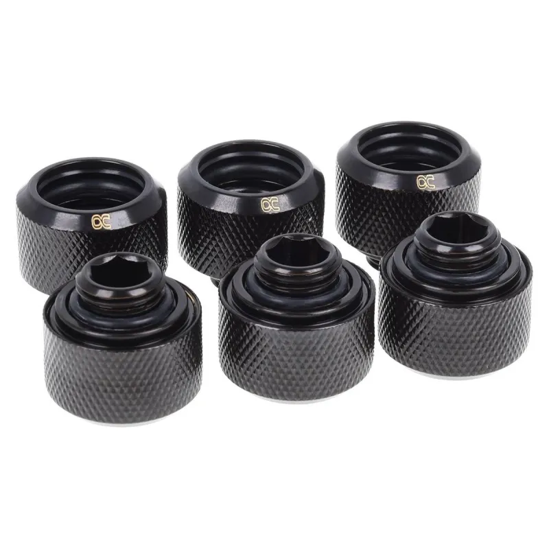 Компресионен фитинг Alphacool Eiszapfen PRO 16mm HardTube Fitting G1/4 - Deep Black (6 бр)