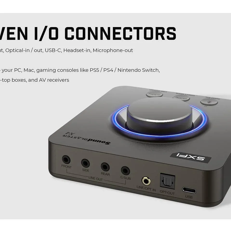 Външна звукова карта Creative Sound Blaster X4, USB-C, DAC, Super X-FI, TOSLINK