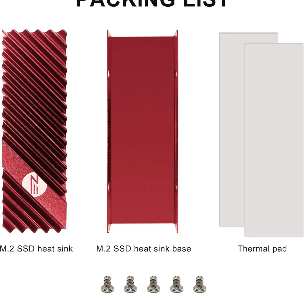 M.2 Heatsink EZDIY-FAB за NVMe SSD диск - Червен