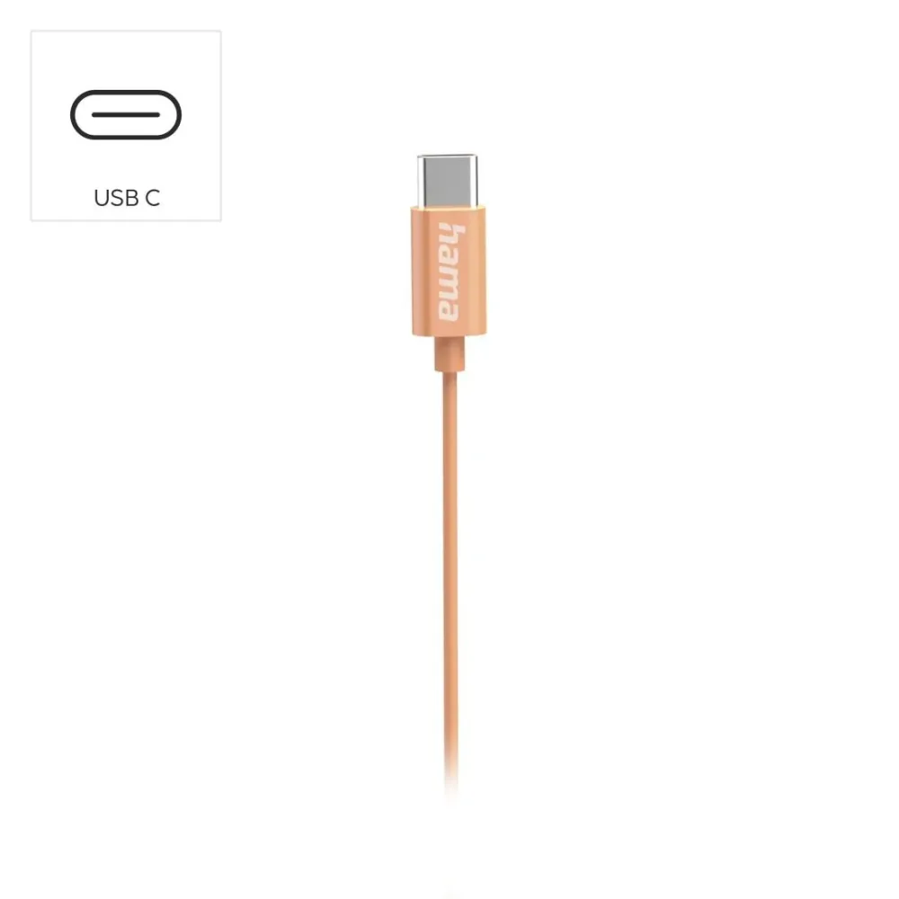HAMA Слушалки “Curly”, USB-C, микрофон, оранжев HAMA Слушалки “Curly”, USB-C, микрофон, оранжев