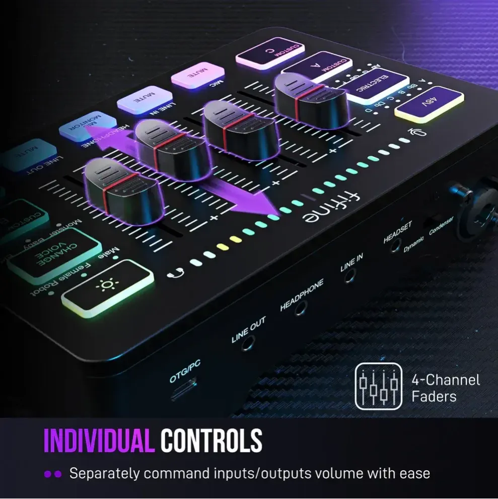 Аудио Миксер FIFINE SC3 RGB Audio Interface - Black