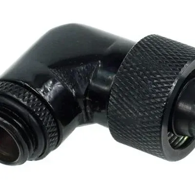 Компресионен фитинг Alphacool, 16/10 - G1/4, 90°, Въртящ се, Черен мат