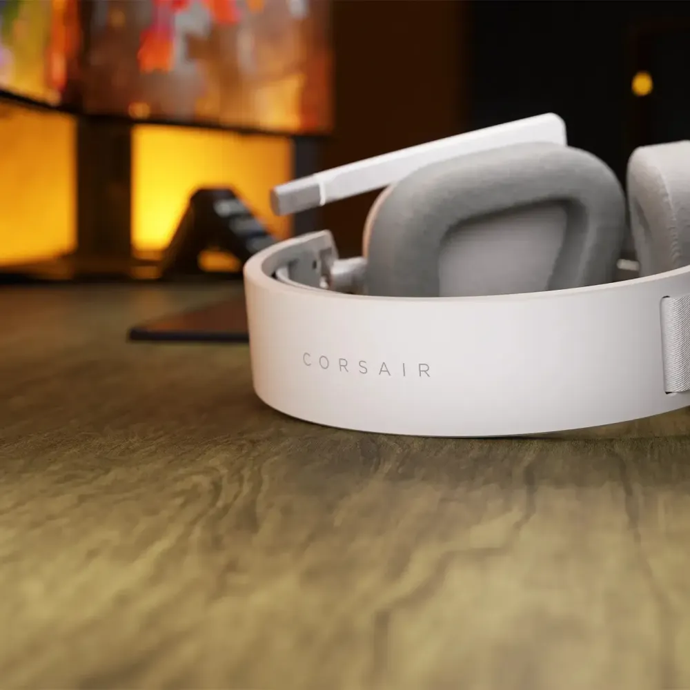 Геймърски слушалки с микрофон Corsair HS80 MAX White безжични и блутут PC/PS5/PS4