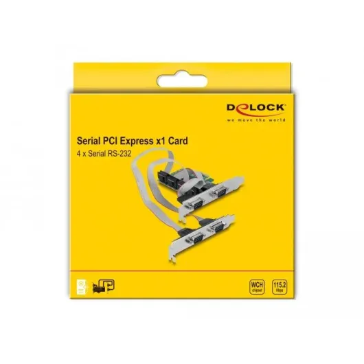 Карта за разширение на слотове Delock, PCI Express Card към 4 x Serial RS-232 Карта за разширение на слотове Delock, PCI Express Card към 4 x Serial RS-232
