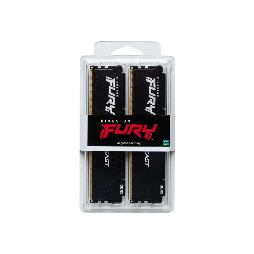 Памет Kingston FURY Beast Black 64GB(2x32GB) DDR5 6400MHz 32CL - KF564C32BBEK2-64